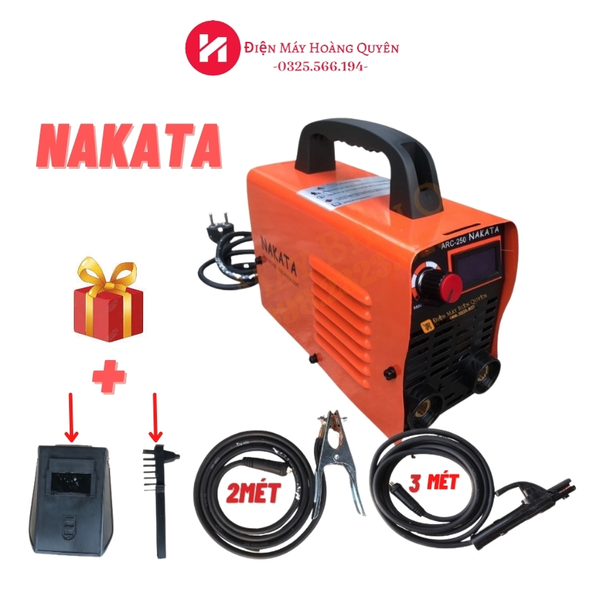 Máy hàn điện tử, máy hàn mini nakata 250a mini siêu khỏe siêu bền nhỏ gọn dòng hàn ổn định, bảo hành 12 tháng