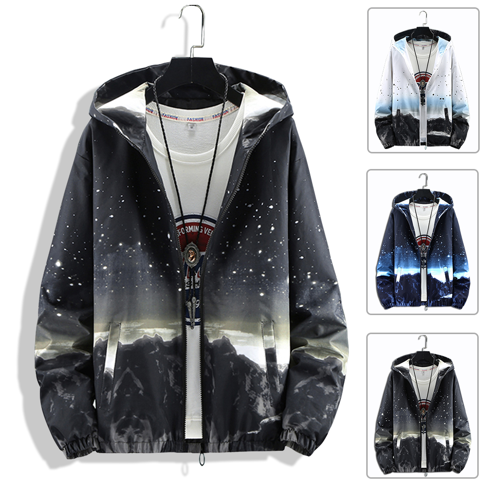 Áo Khoác Nhẹ Thu Đông Nam In Hình Phong Cảnh Độc Đáo Có Mũ Trùm Đầu Hot Trend 2020 Thời Trang FORYOU AO KHOAC NAM 131