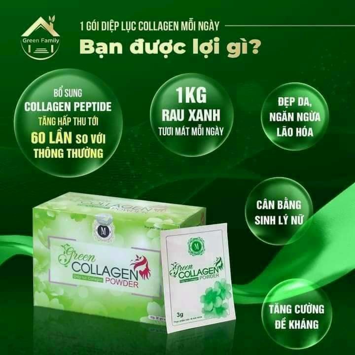 Bột diệp lục collagen (hộp 30 gói)