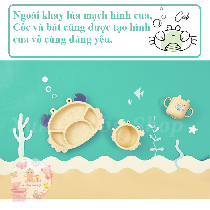 Bộ khay lúa mạch hình con cua cho bé tập ăn dặm