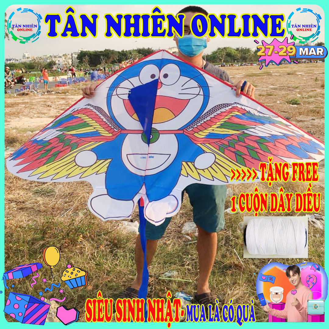 Diều thả ngoài trời - Diều Doraemon Đại, Doraemon TRUNG tặng dây thả diều chất lượng cao, mua về thả ngay, tiện lợi cho mọi lứa tuổi