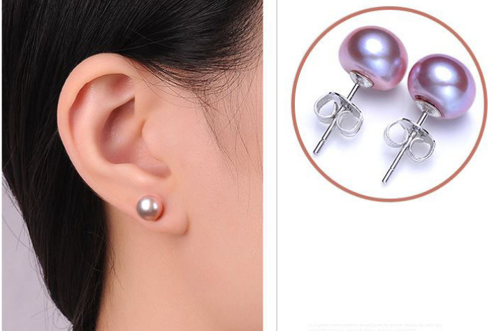 [HCM]ĐÔI BÔNG NGỌC TRAI NUÔI 6 LY TÍM ĐẸP CHUẨN ( NGỌC TRAI THẬT )