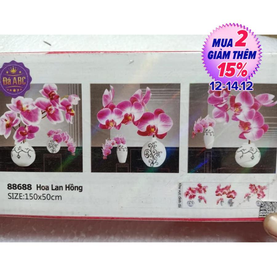 Tranh đính đá bộ 3 Bình Hoa Lan 88688 KÍCH THƯỚC 150*50cm KHI ĐÓNG KHUNG CÓ THỂ ĐÓNG LIỀN TRÊN 1 BỨC HOẶC TÁCH RỜI ĐÓNG 3 KHUNG