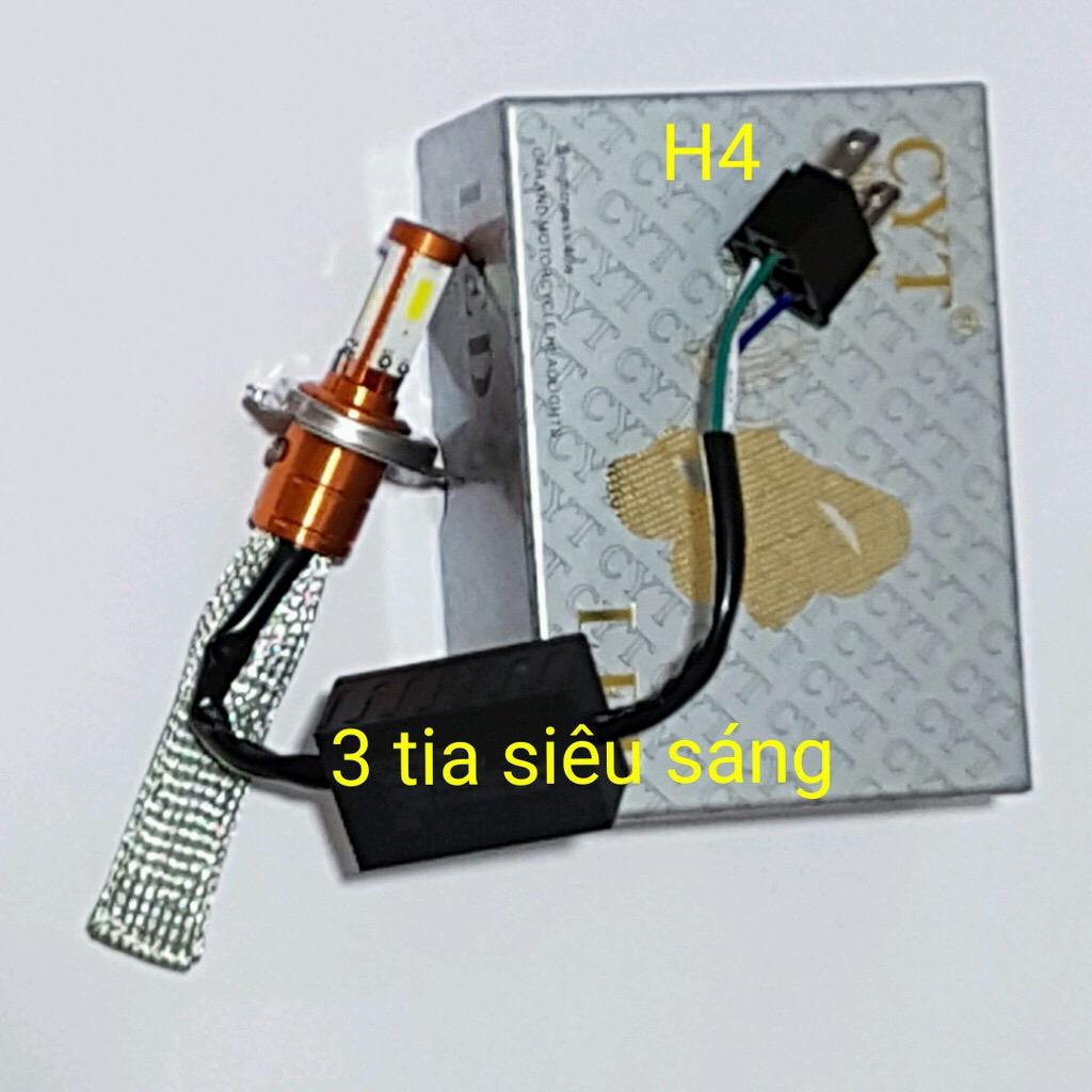 LED PHA XE MÁY C-Y-T  3 Tim led  H4 (hàng không cần chuyển điện)