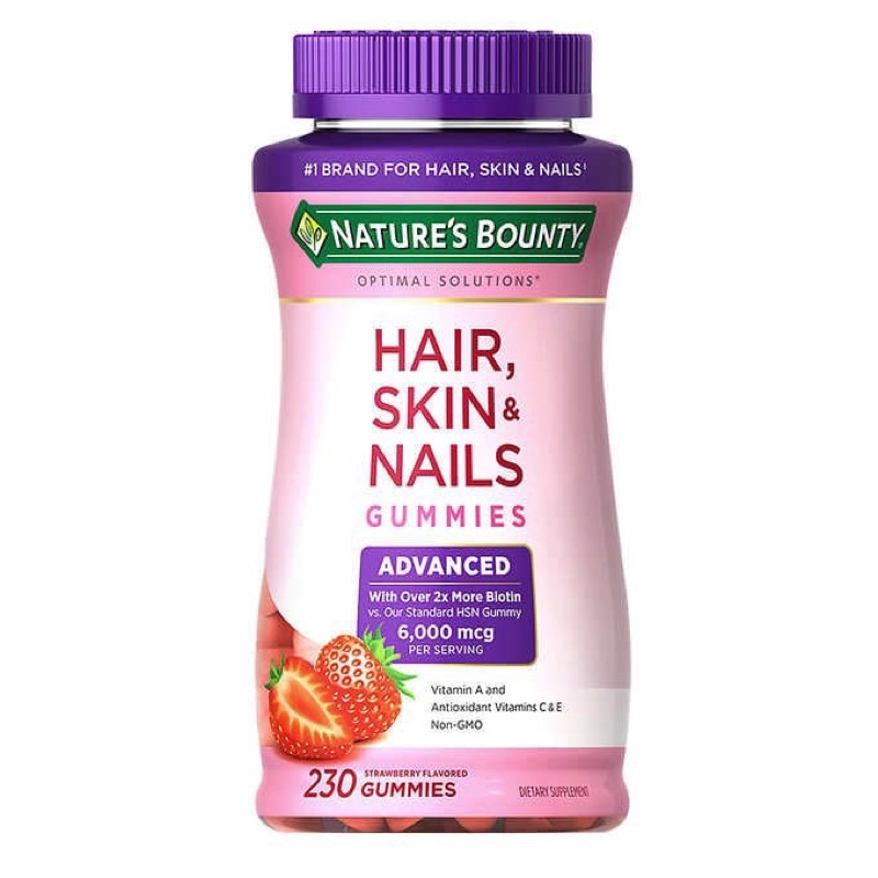 Kẹo Dẻo Nature's Bounty Hair Skin & Nails Gummies Health & Beauty with  Biotin của Mỹ hộp 230 viên (hộp tím) 