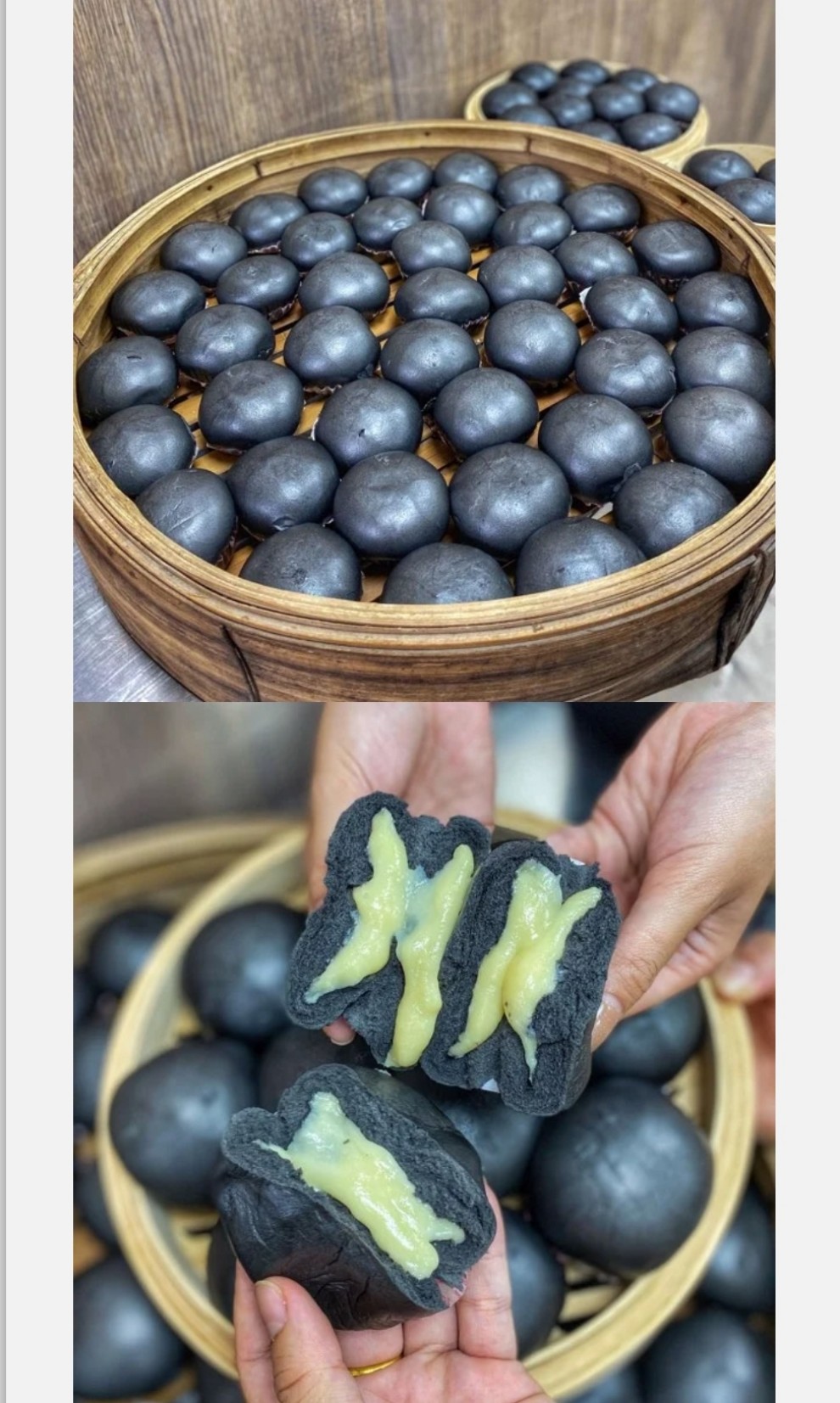 Bánh bao than tre nhân phô mai - 1 cái 80gam