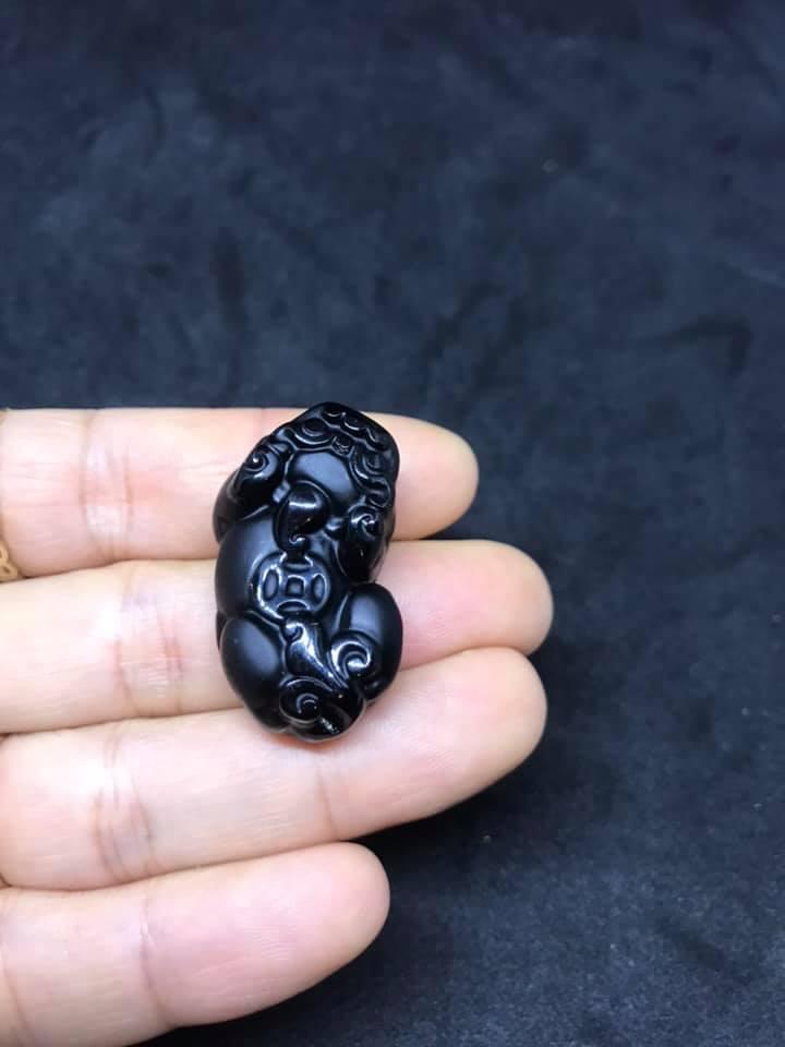 [HCM]MẶT  DÂY TỲ HƯU ĐÁ NÚI LỬA Obsidian 1A-[ size lớn] TẶNG KÈM DÂY ĐEO