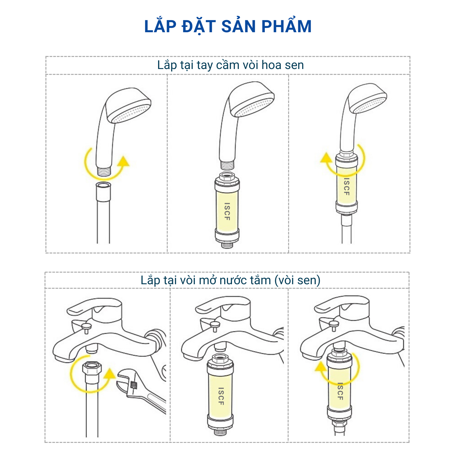 Bộ lọc nước gắn vòi hoa sen ISCF