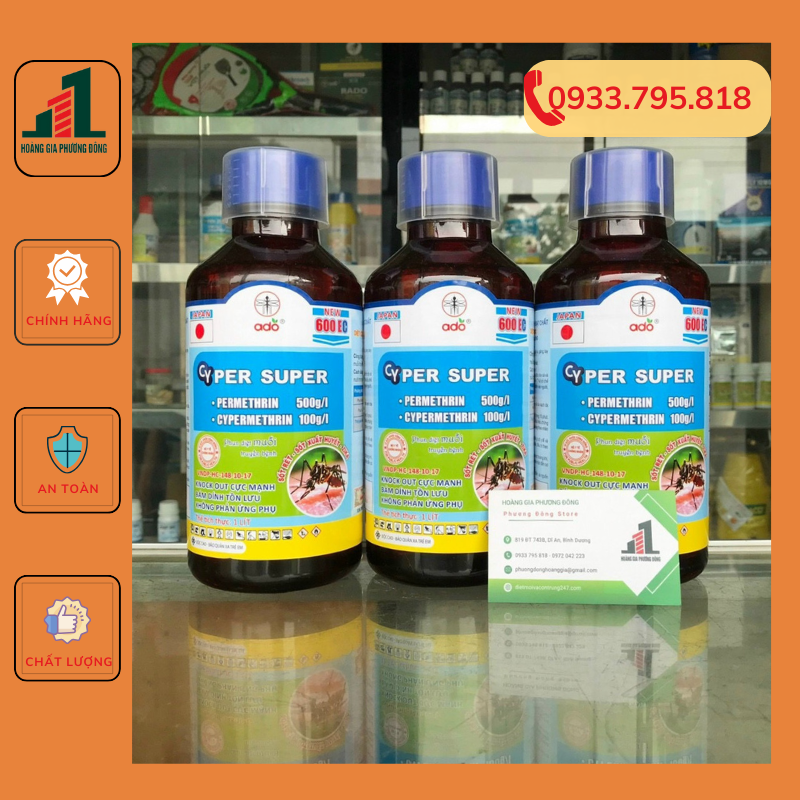 Thuốc diệt muỗi và côn trùng Cyper Super - Diệt côn trùng Nhật Bản (chai nhựa 100ml, chai nhựa 1 lít )