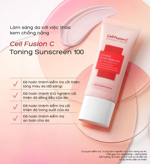 Kem Chống Nắng Dưỡng Trắng Nâng Tone Cell Fusion C Toning Sunscreen 100 SPF50+/ PA++++