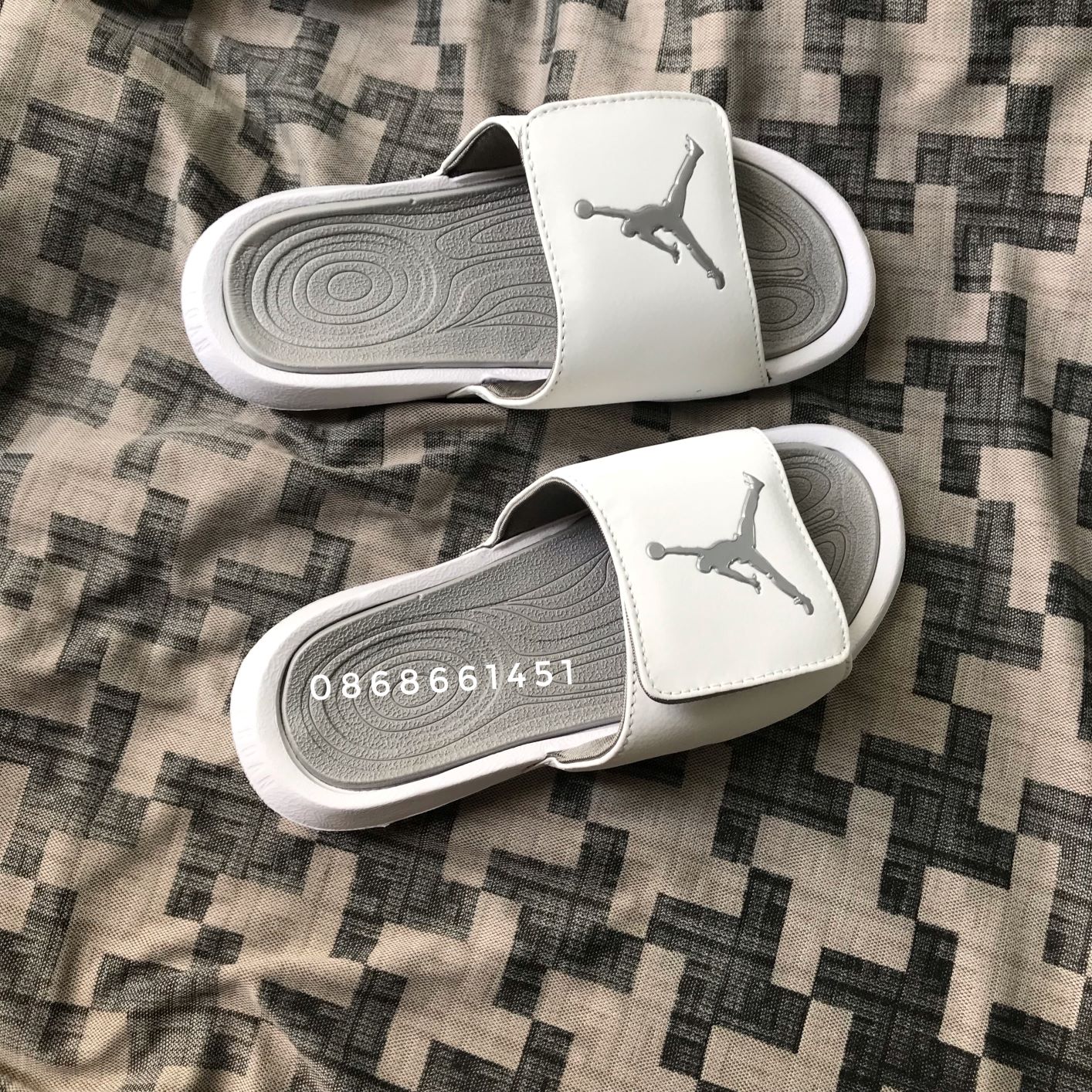 dép quai ngang jordan màu trắng tặng hộp - mẫu dép nam dép nữ bao chất