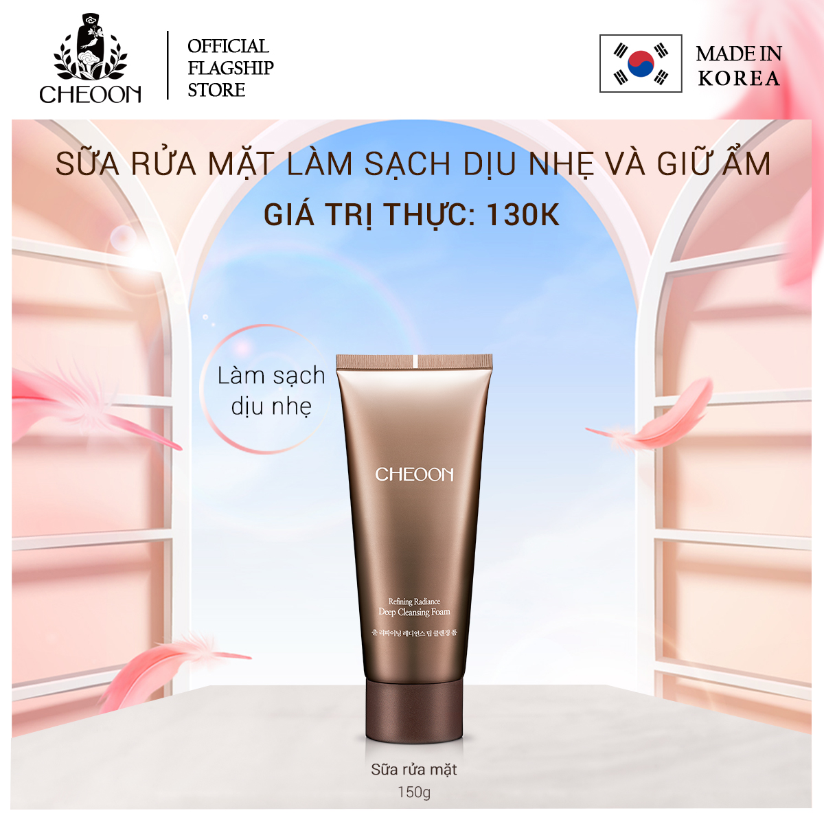 Sữa rửa mặt giữ ẩm, trắng da, chiết xuất thiên nhiên từ linh chi