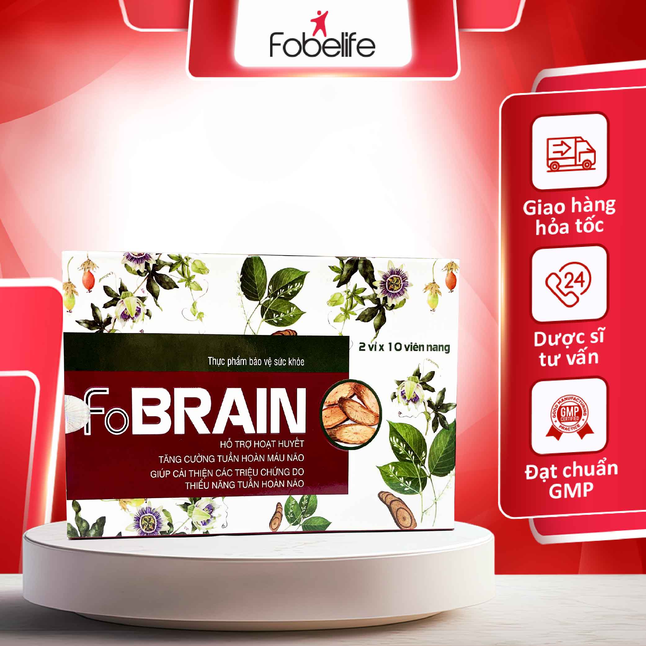 Viên Uống Giảm Rối Loạn Tiền Đình, Tăng Cường Tuần Hoàn Máu FOBRAIN  (Hộp 20 viên)