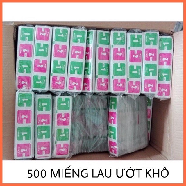 Combo 500 bộ giấy lau màn hình điện thoại (mỗi bộ 2 miếng 1 Lau ướt + 1 Lau khô)