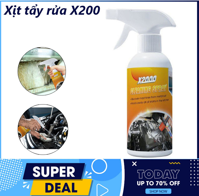 Dung dịch tẩy rửa đa năng Cleaning Spray X2000, Chai sịt tẩy rửa đa