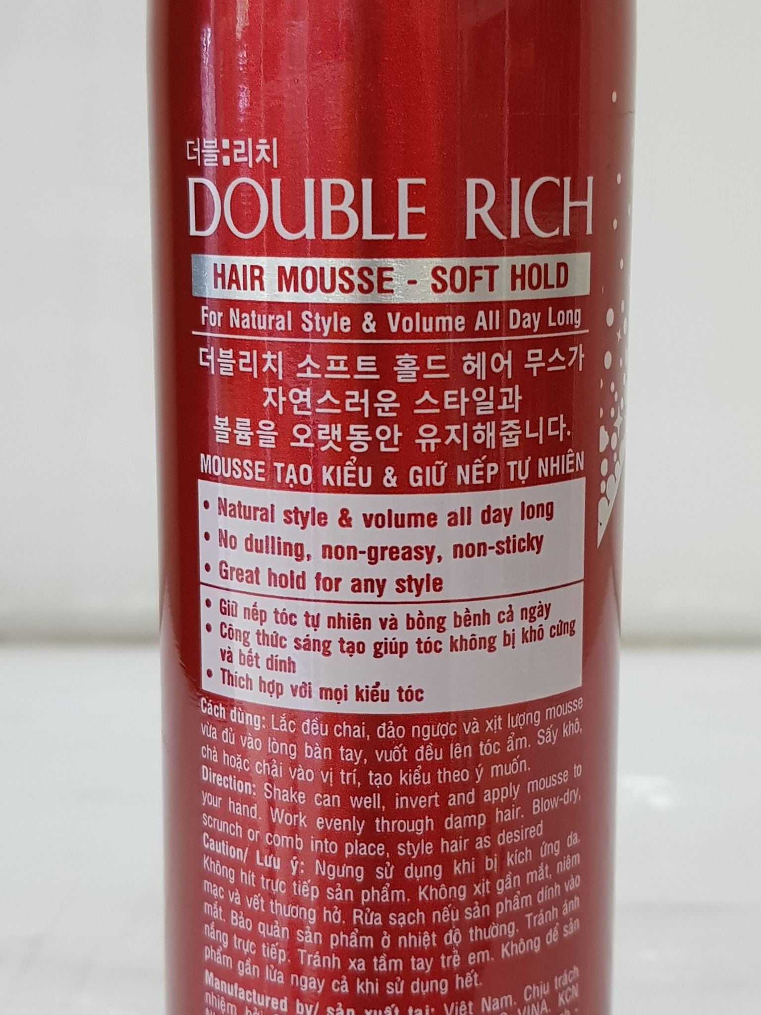 Mousse Xịt Giữ Nếp Mềm Tóc Double Rich Hair Mousse 150ml