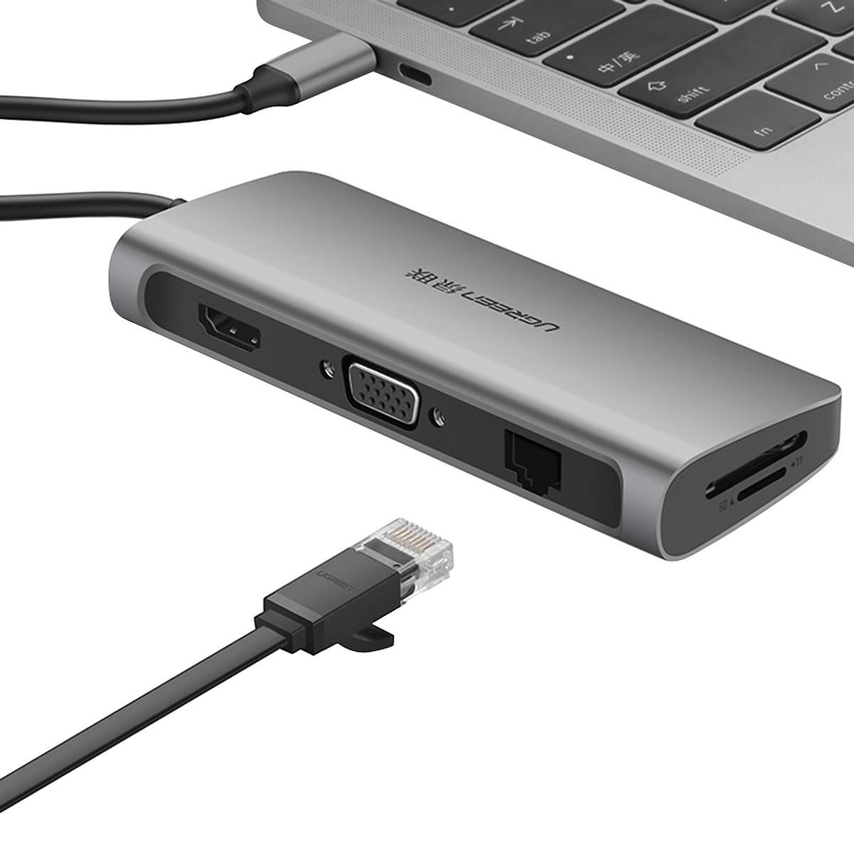 Hub USB Type C To HDMI, VGA, USB 3.0, Lan, SD, USB-C Ugreen 40873