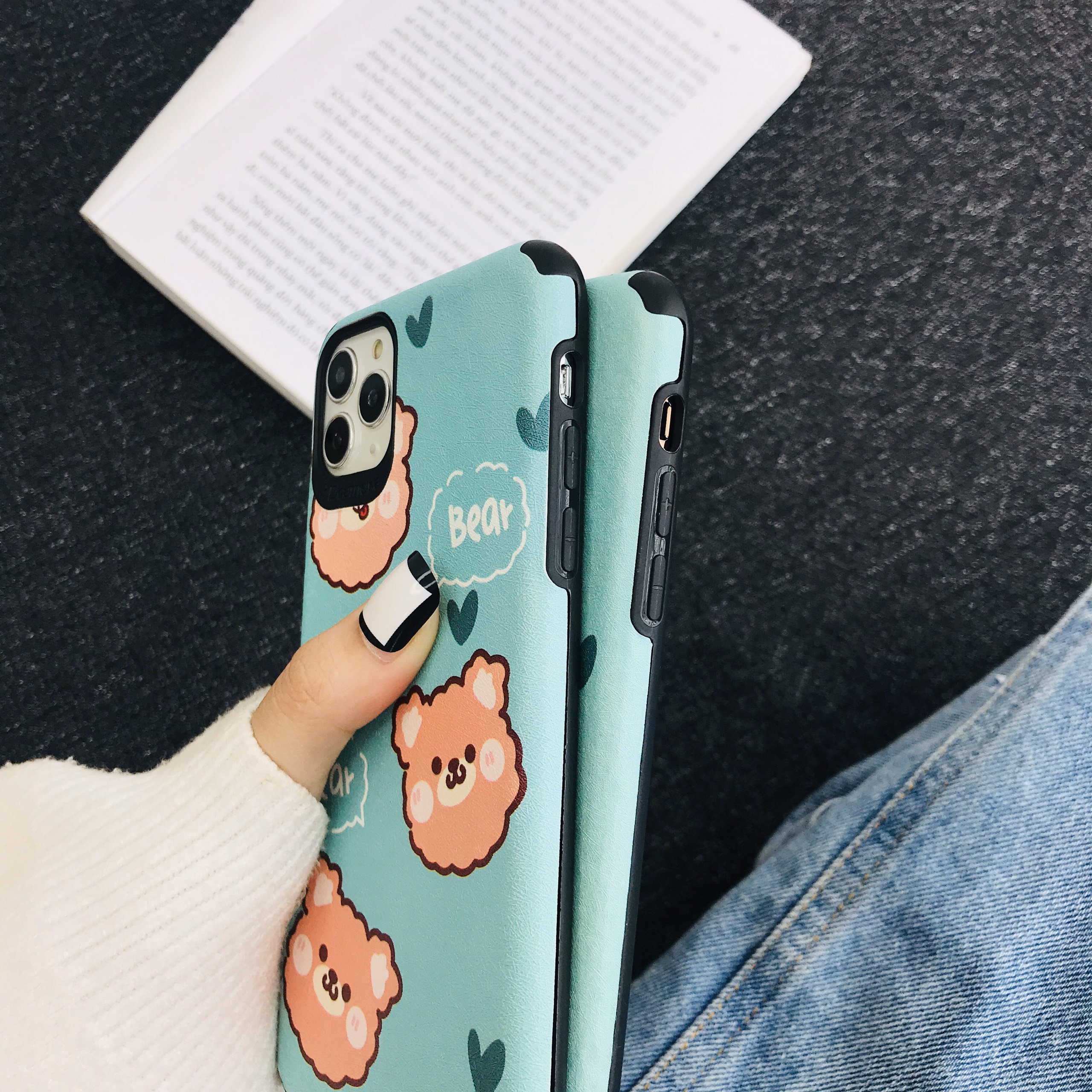 Ốp Lưng Da IMD Bear Smile
