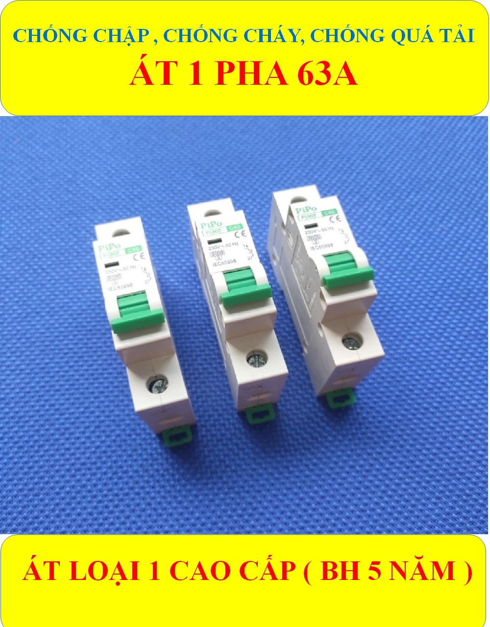 Cầu dao tự động, Aptomat 1 PHA 63A (BH 5 năm ) Chống chập, Chống ngắn mạch, Chống cháy, Chống quá tải HÀNG LOẠI 1 CÁO CẤP (bộ 1 sản phẩm)