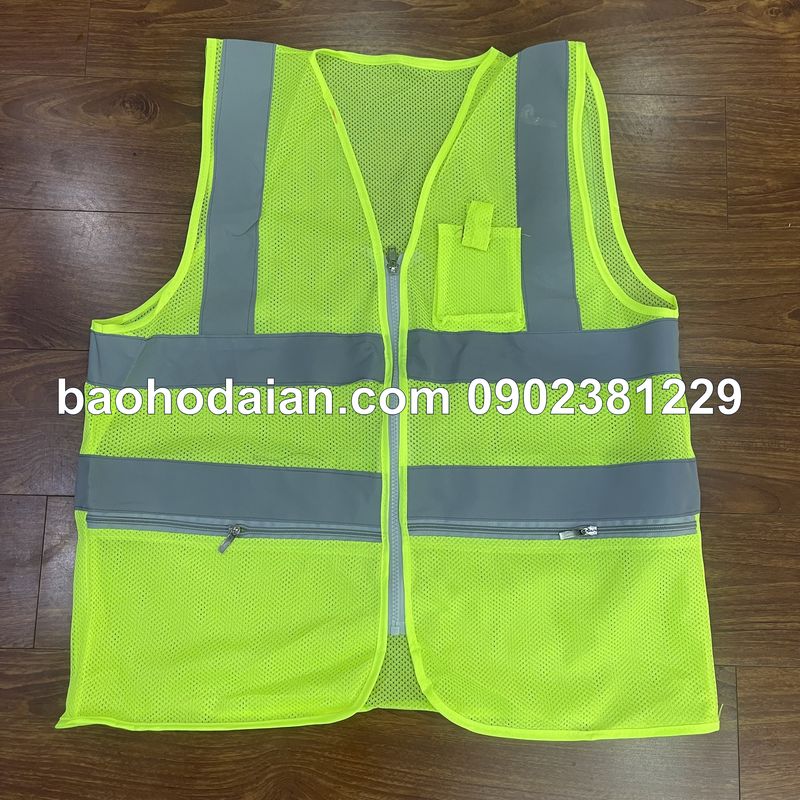 Áo phản quang kiểu 3M lưới 3 kéo có túi
