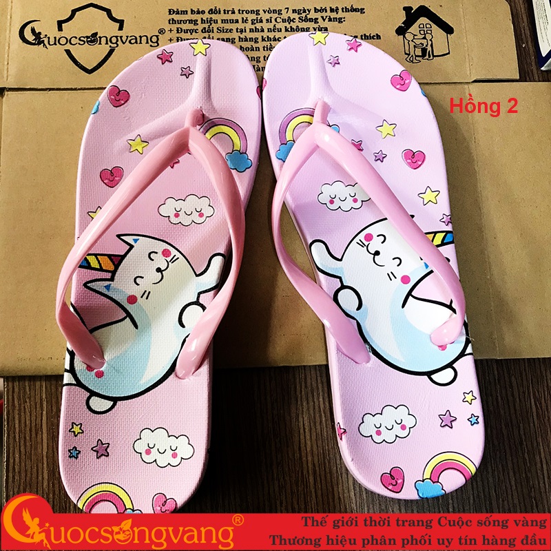 Dép nhựa nữ in dép nữ xỏ ngón in hoạt hình GLD051 Cuocsongvang