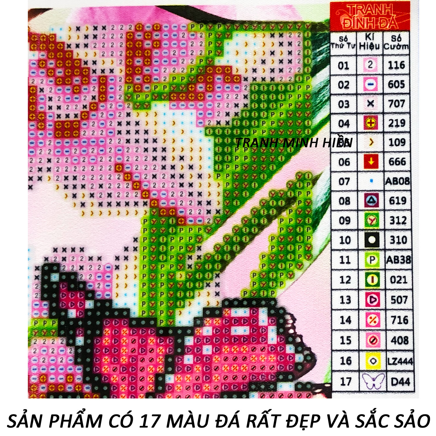Tranh Đính Đá Vợ Chồng Hạnh Phúc Bền Lâu 16 (Kèm Quà Tặng) - Tranh Minh Hiền (TỰ ĐÍNH ĐÁ)