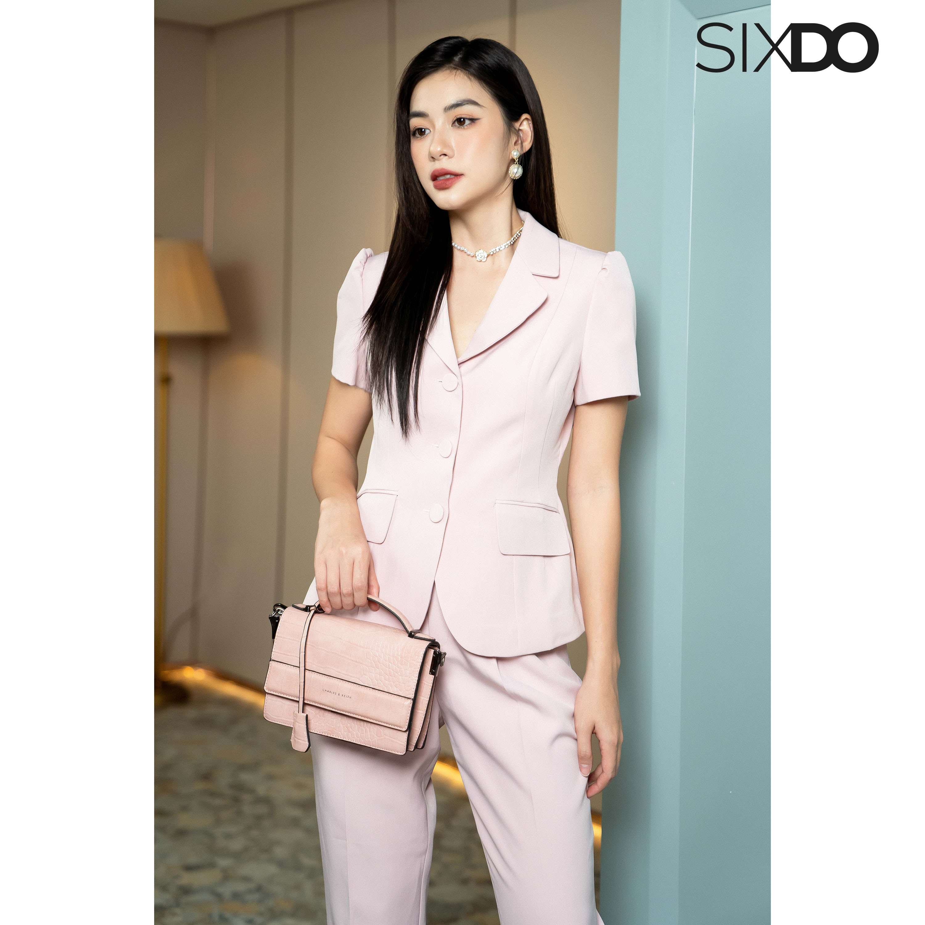 Áo Vest nữ phối túi SIXDO (Notch Lapel Collars Vest)