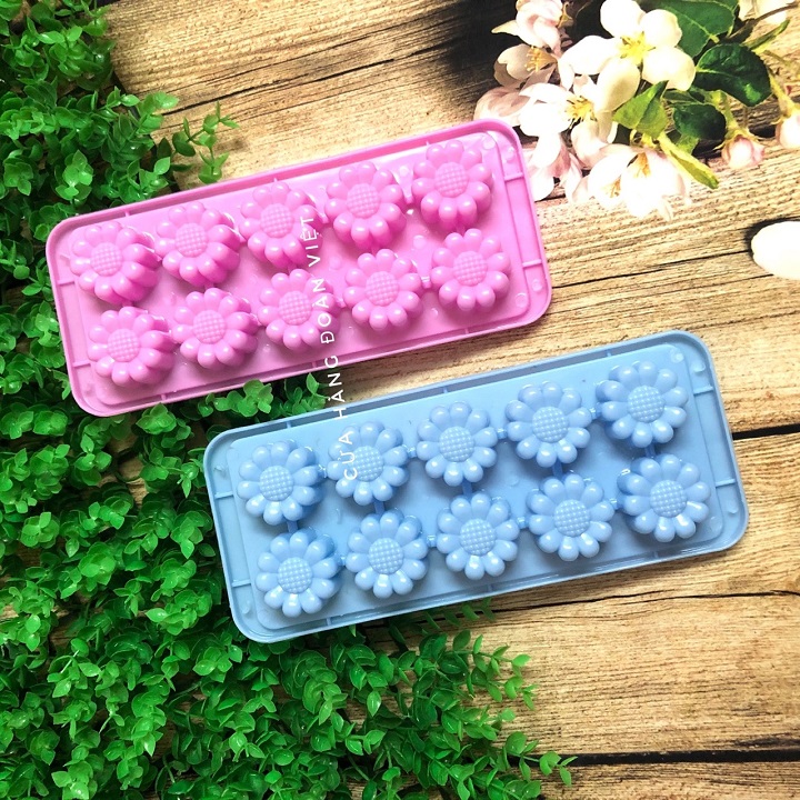 KHUÔN LÀM ĐÁ, THẠCH RA CÂU HÌNH 10 HOA CÚC