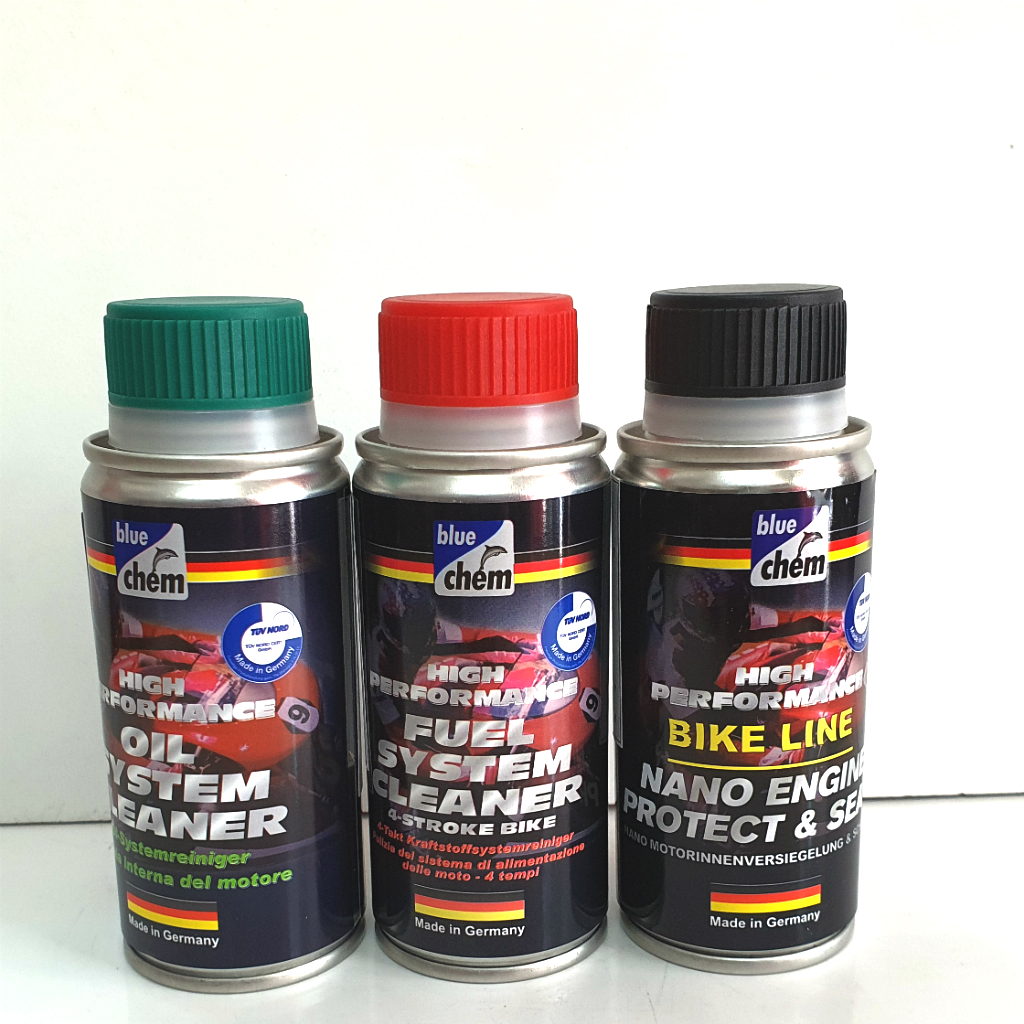 Bộ sản phẩm dung dịch vệ sinh buồn đốt Bluechem chăm sóc xe máy, oto