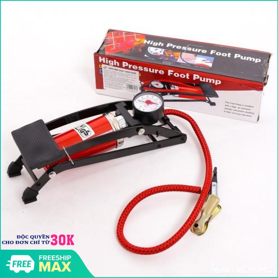 Bơm lốp mini - Bơm xe 1 piston hàng Đài Loan - Bơm hơi dùng chân High Pressure Foot Pump (Lớn) -  Bơm đạp chân mini dùng cho xe đạp, xe máy, ô tô- Bảo hành 1 đổi 1
