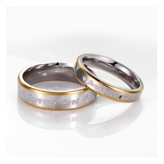 [HCM]Freeship Nhẫn cặp titanium 2 màu forever love BHN72