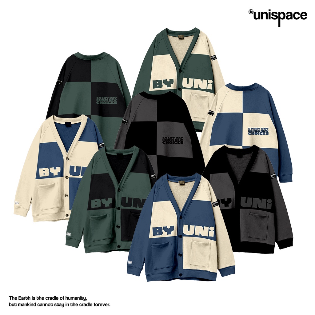 Áo cardigan By UniSpace Signature áo khoác unisex nam nữ nỉ Caro