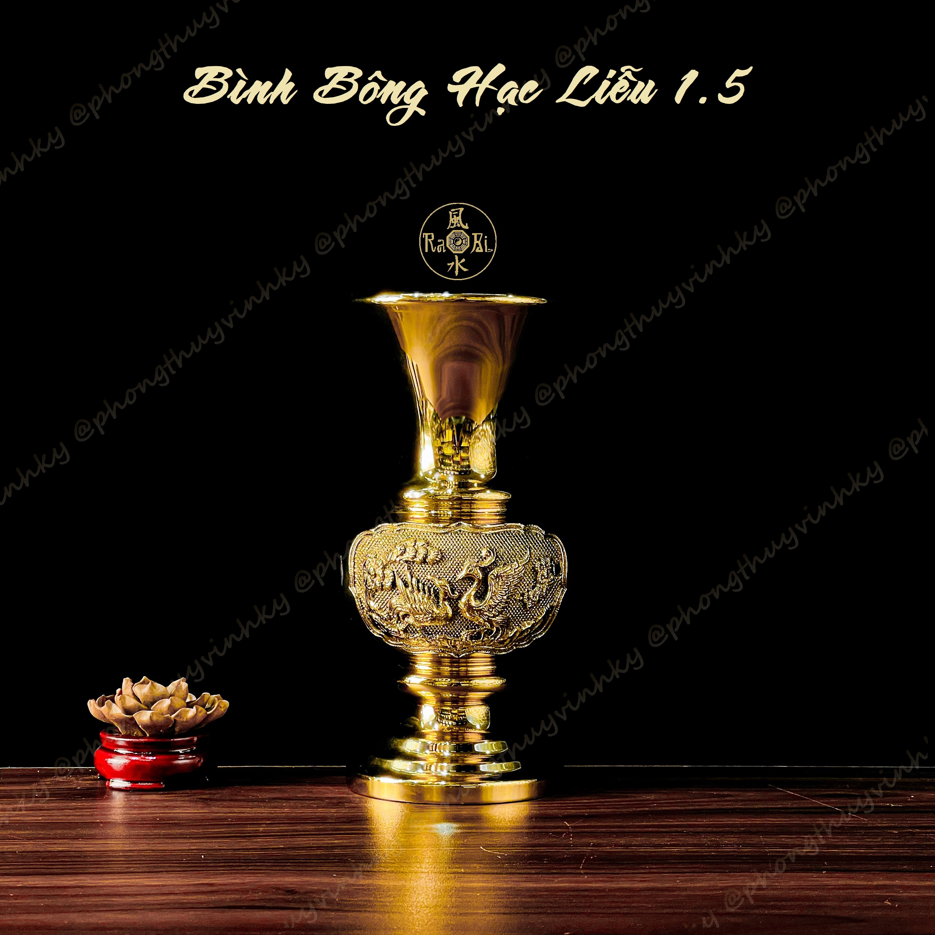 Bình Bông Hạc Liễu cao 21,5cm - Vật Phẩm Đồng Thờ Cúng Vĩnh Tiến Chất Lượng Cao - Đồ Đồng Mỹ Nghệ