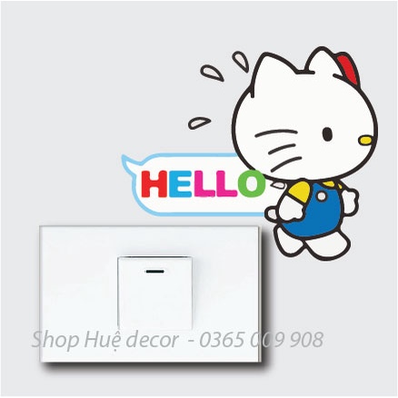 Decal nhãn dán ổ điện , sticker trang trí Hello kitty dễ thương