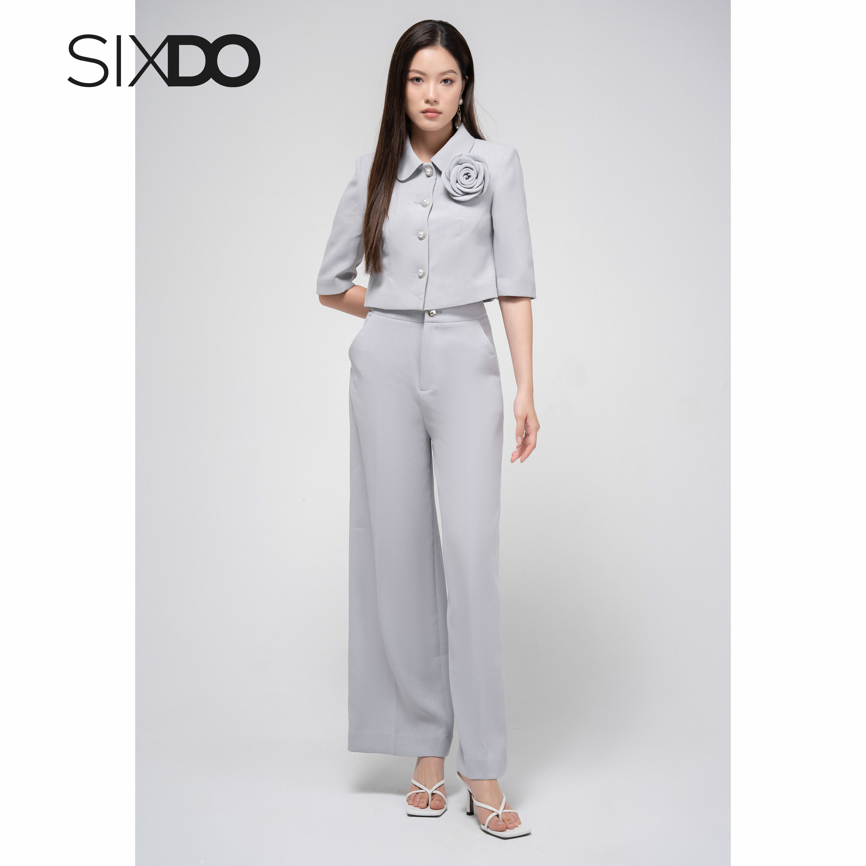 Áo Vest nữ xám dáng lửng thời trang SIXDO (Light Grey Woven Vest)