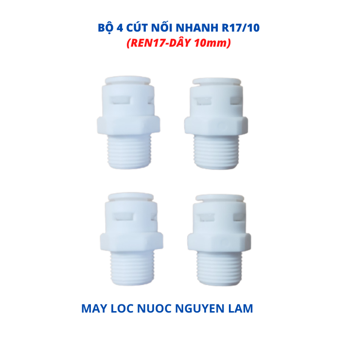 (HCM) Cút Nối Thẳng R17/10-(Ren17-Dây 10mm)