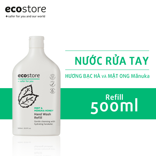 Nước rửa tay hương bạc hà và mật ong Mānuka gốc thực vật Ecostore 500ml refill date T6.2021 nhập khẩu