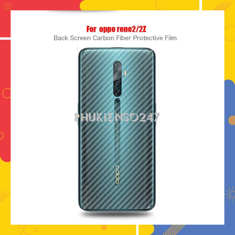 Dán Mặt Sau Lưng Vân Carbon 3D OPPO Reno2 - Reno 2F - Reno 2Z Chống Bám Vân Tay
