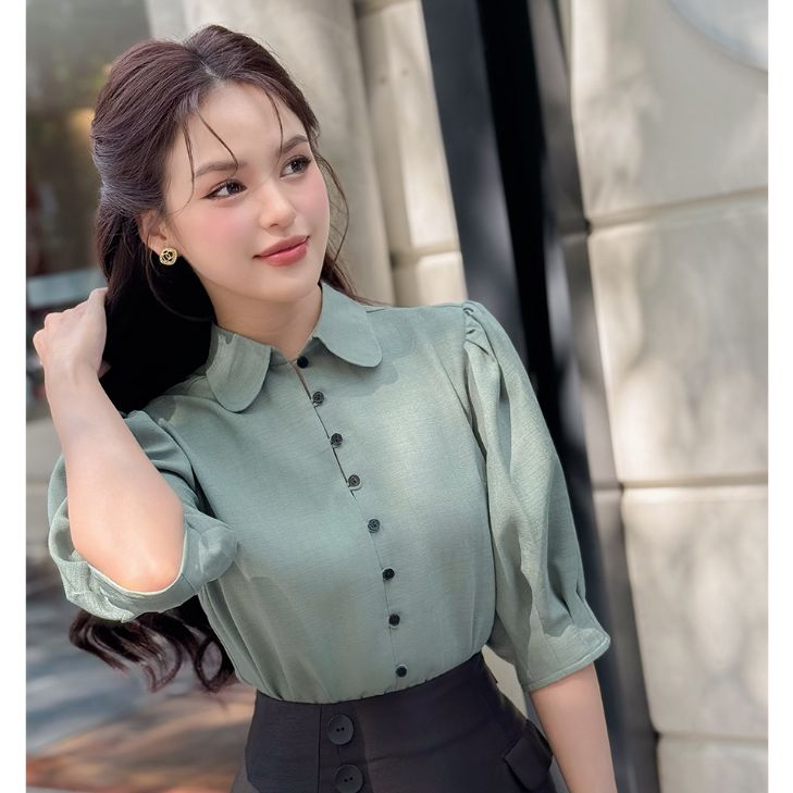 Áo sơ mi nữ tay lỡ basic thời trang công sở RUZA ALB208