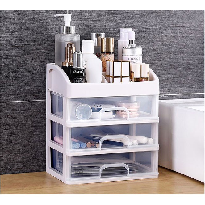 Khay nhựa đựng đồ trang điểm 4 tầng- Kệ tủ đựng mỹ phẩm đồ trang điểm mini trong suốt 4 tầng-Kệ mỹ phẩm nhựa 4 tầng cao cấp-Kệ đựng mỹ phẩm 4 tầng kiểu dáng sang trọng tiết kiệm không gian