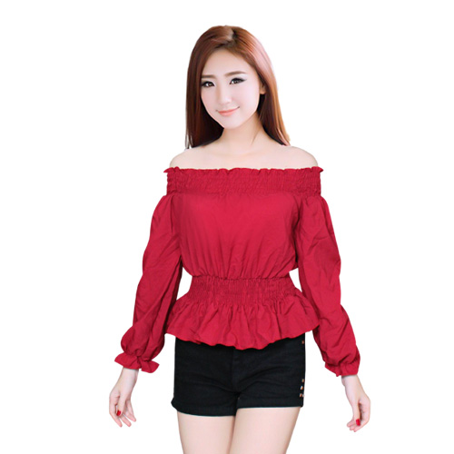 [HCM]Áo kiểu nữ  lệch vai eo rút tay dài thời trang mới  Av056