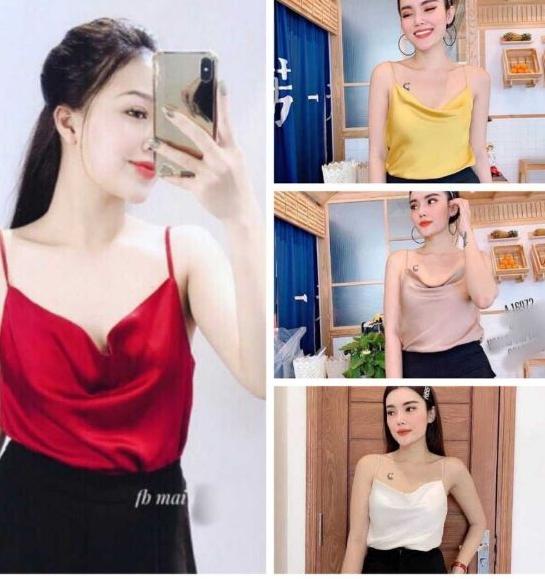 ÁO KIỂU 2 DÂY CỔ ĐỖ ĐẸP XUẤT SẮC