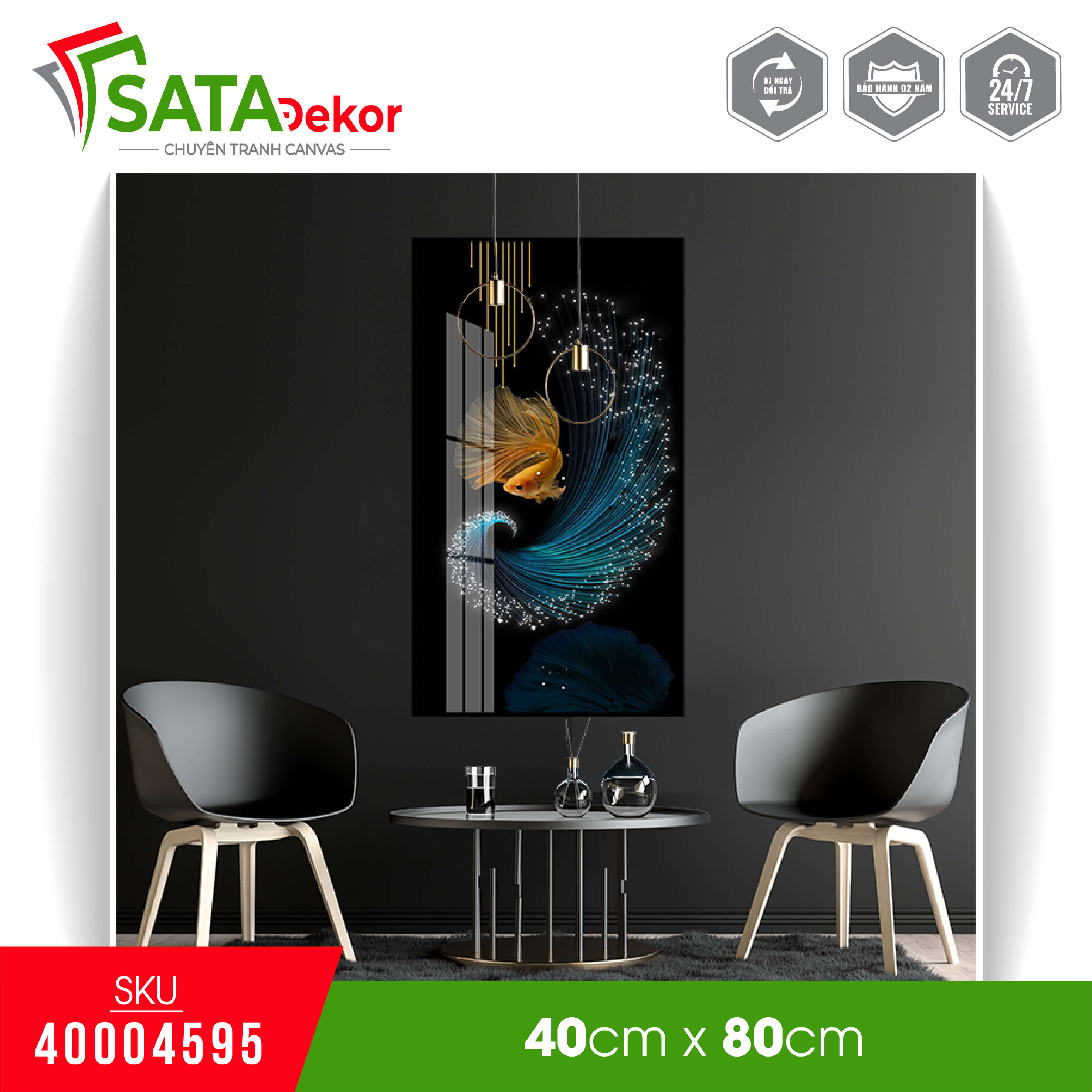 Tranh canvas treo tường cá beta 3d (40004595)