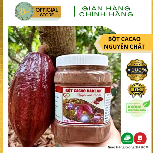 Bột Ca Cao Nguyên Chất Đắk Lắk Hũ 500gr