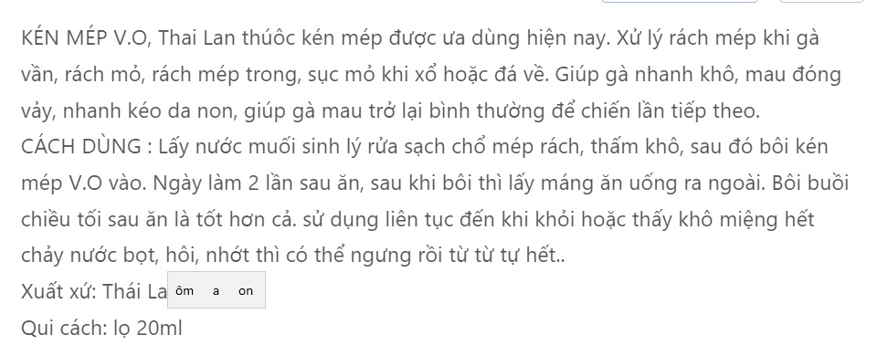Kén mép VO Thái Lan