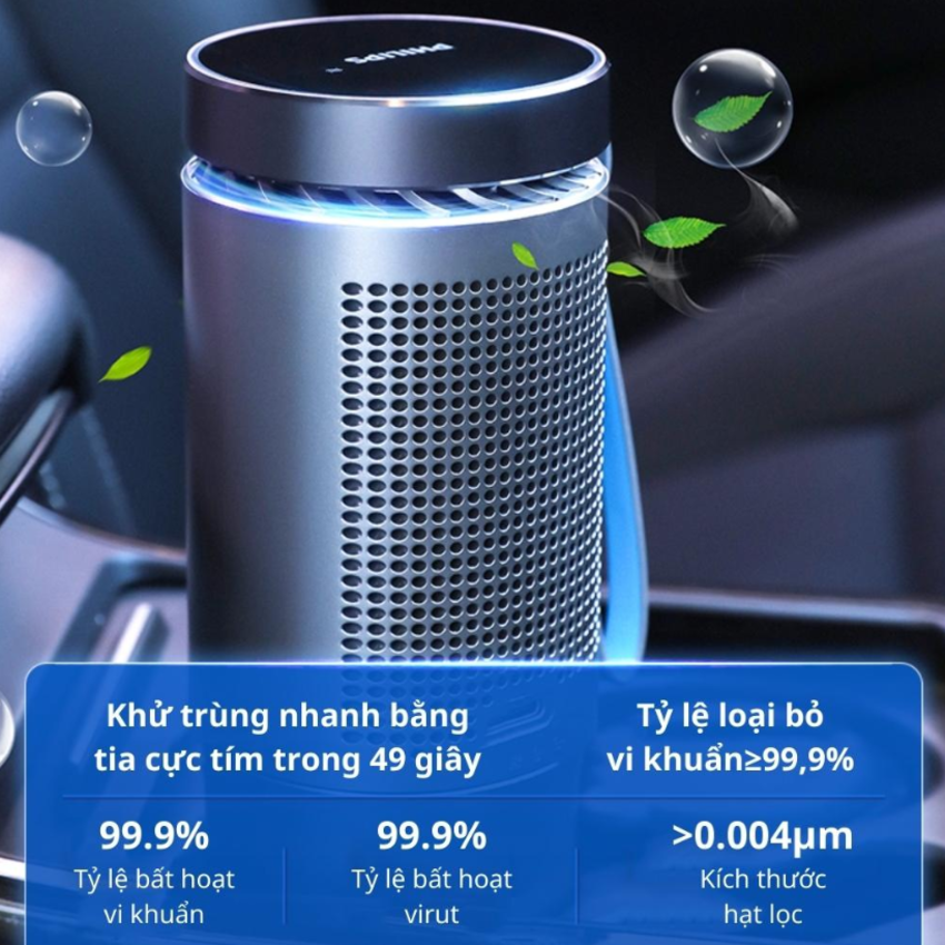 Máy khử mùi, lọc không khí dạng cốc trên xe ô tô cao cấp nhãn hiệu Philips, công suất 5.5W