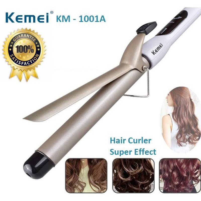 Máy làm xoăn tóc Kemei-1001A cao cấp điều chỉnh 4 mức nhiệt độ thông minh phù hợp với mọi loại tóc chuyên dùng tạo kiểu tóc uốn xoăn, uốn lọn tiện lợi cao cấp