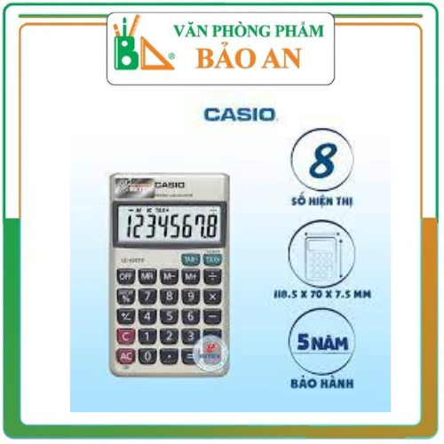 Máy tính CASIO LC403TV .Chức năng nổi trội: tính tỷ lệ phần trăm, đồng hồ và lịch sắp xếp