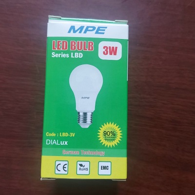 [HCM]ĐÈN LED BULB 3W MPE LBD-3 BẢO HÀNH 2 NĂM