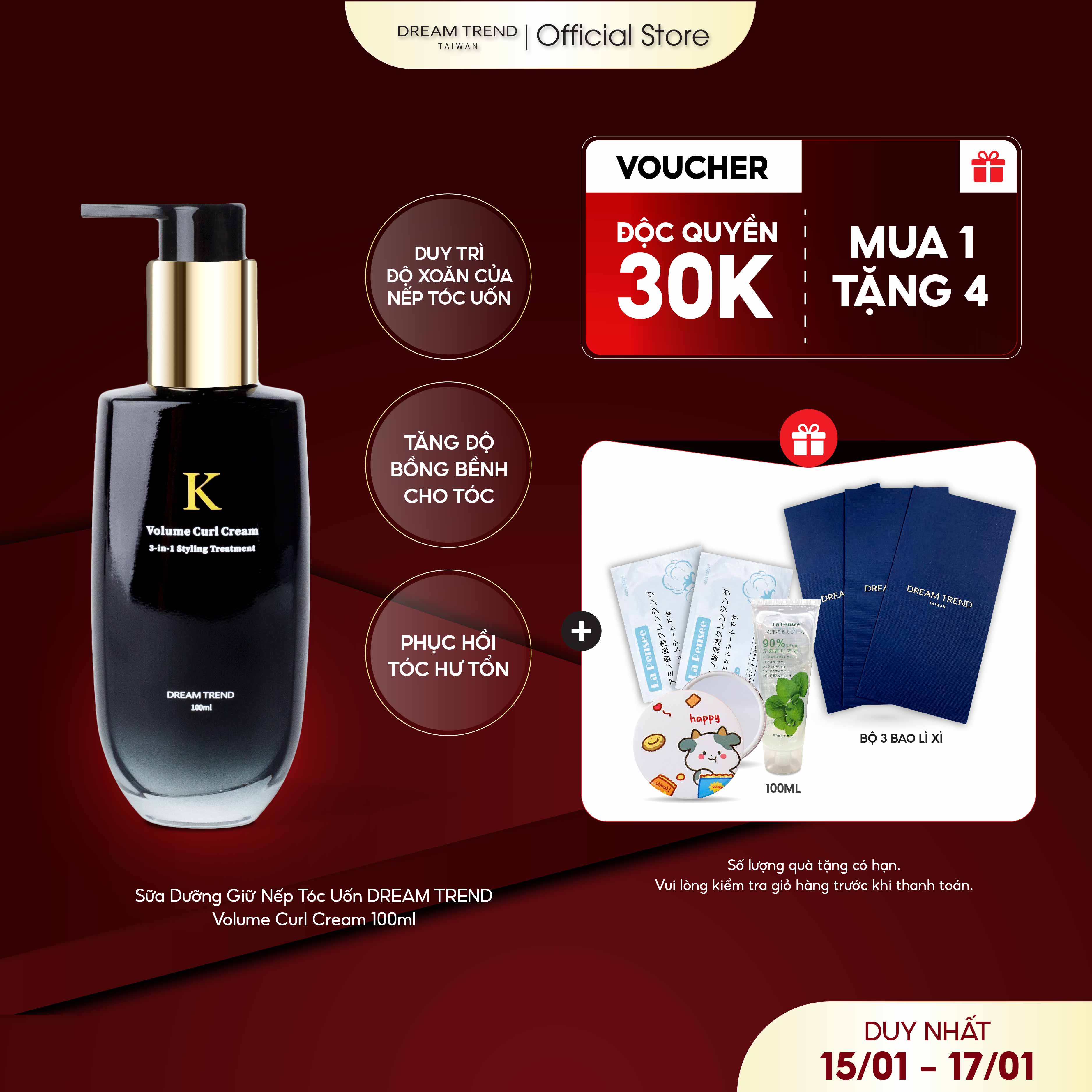 Sữa Dưỡng Giữ Nếp Tóc Uốn DREAM TREND Volume Curl Cream 100ml